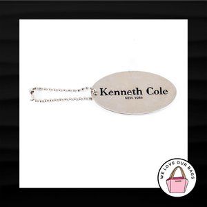 KENNETH COLE NEW YORK OVAL SILVER METAL KEY FOB BAG CHARM KEYCHAIN HANG TAG